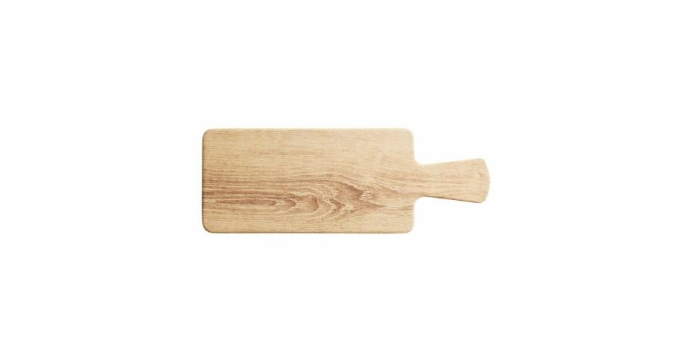 Melamine Trays |  11" X 5 1/2" Light Oak Faux Wood Melamine Serving Board With Handle