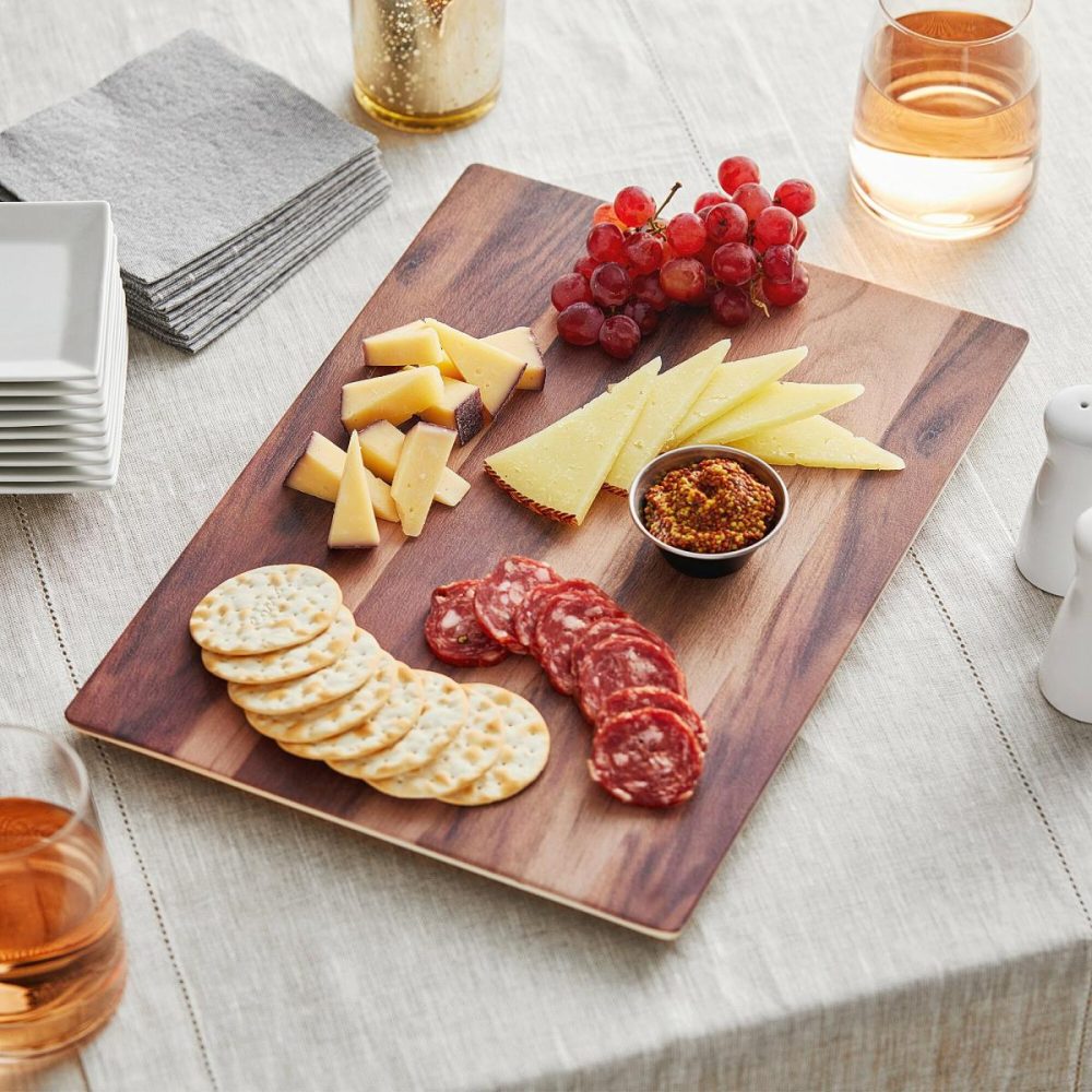 Melamine Trays |  14" X 10" Walnut Faux Wood Melamine Serving Board