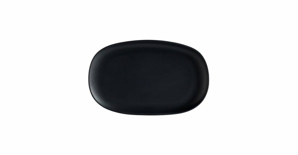 Melamine Trays |  Cs-1275-Dg Riverstone 12" X 7 1/2" Dark Gray Irregular Oval Matte Melamine Coupe Plate – 12/Pack