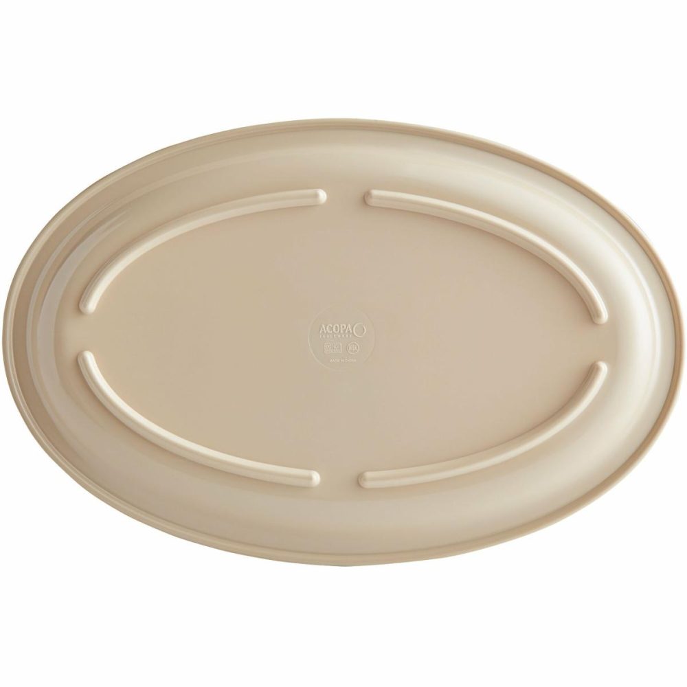 Melamine Trays |  Foundations 11 1/2" X 8" Tan Narrow Rim Melamine Oval Platter   – 12/Case