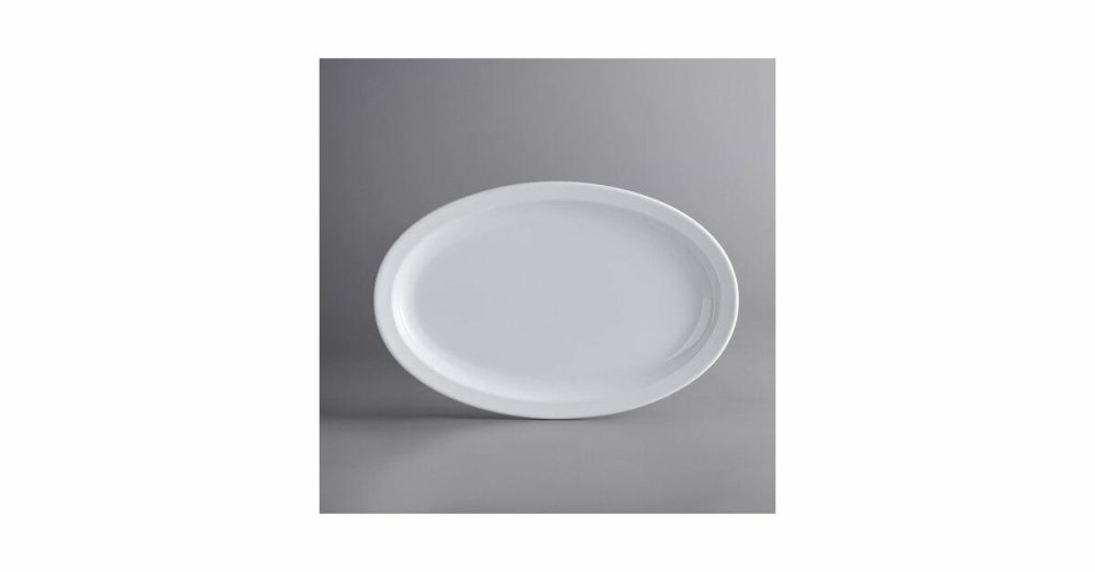 Melamine Trays |  Foundations 11 1/2" X 8" White Narrow Rim Melamine Oval Platter   – 12/Case