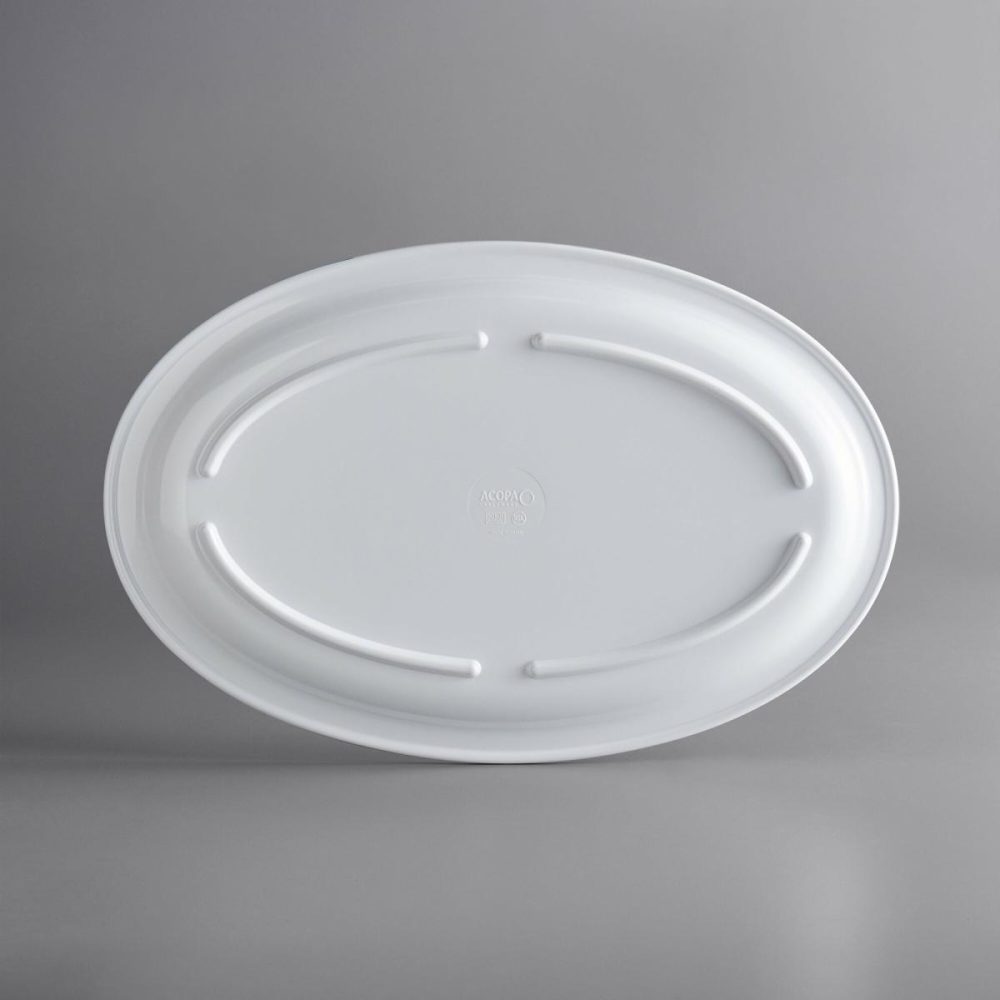 Melamine Trays |  Foundations 11 1/2" X 8" White Narrow Rim Melamine Oval Platter   – 12/Case