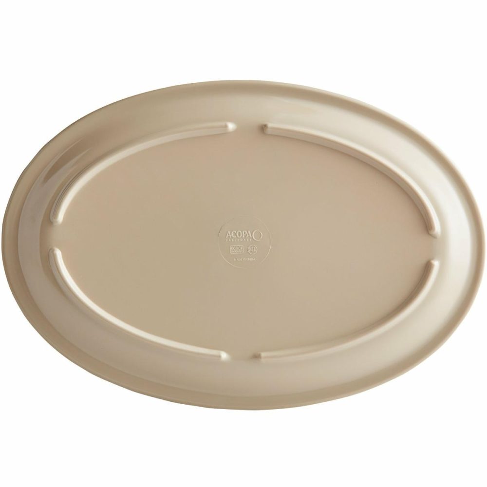 Melamine Trays |  Foundations 12 3/4" X 8 1/2" Tan Narrow Rim Melamine Oval Platter – 12/Case