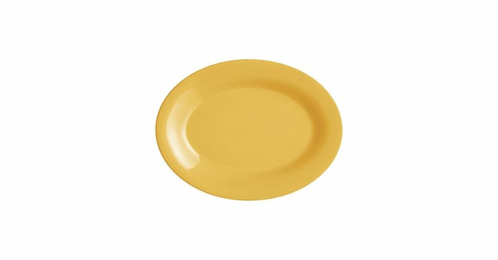 Melamine Trays |  Foundations 12" X 8 7/8" Tan Wide Rim Melamine Platter – 12/Pack