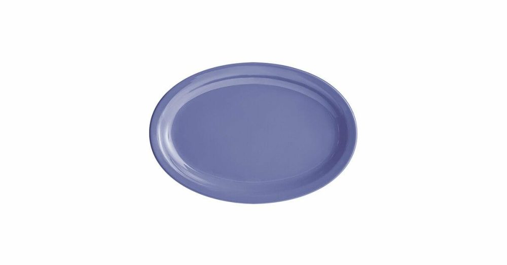 Melamine Trays |  Foundations 9 1/2" X 7 1/4" Blue Wide Rim Melamine Platter – 12/Pack