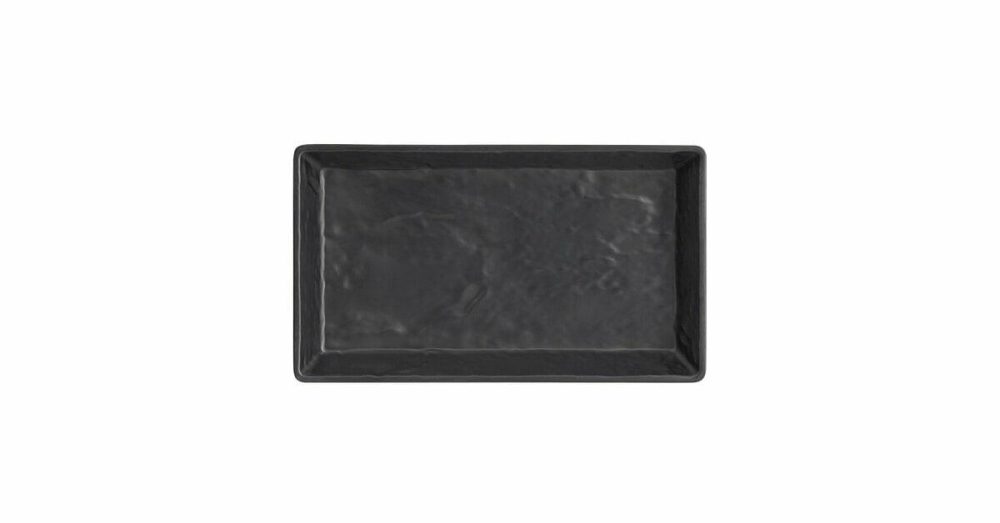 Melamine Trays |  Fsmel12 12" X 7" Black Faux Slate Rectangular Melamine Platter