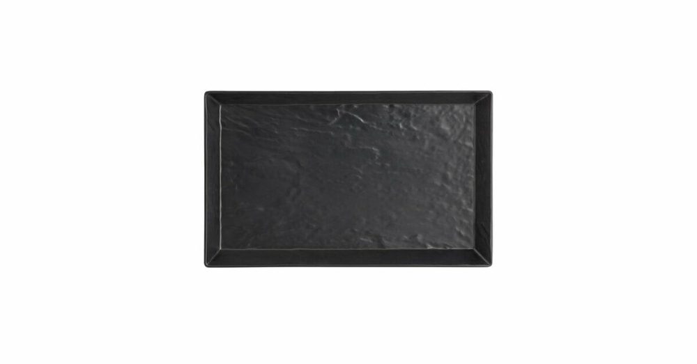 Melamine Trays |  Fsmel21 21" X 13" Black Faux Slate Rectangular Melamine Platter