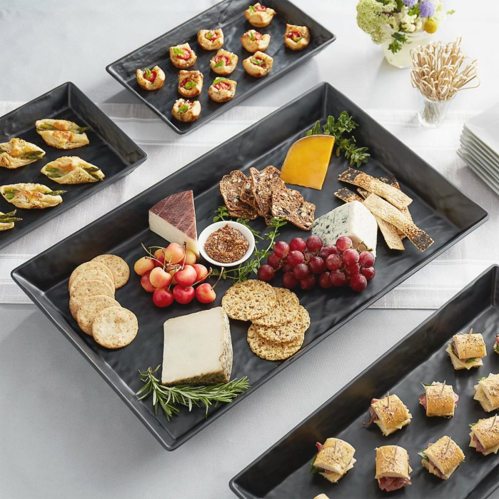 Melamine Trays |  Fsmel21 21" X 13" Black Faux Slate Rectangular Melamine Platter