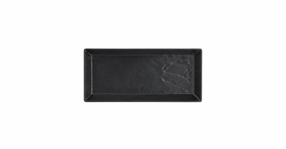 Melamine Trays |  Fsmel23 18" X 8 1/4" Black Faux Slate Rectangular Melamine Platter