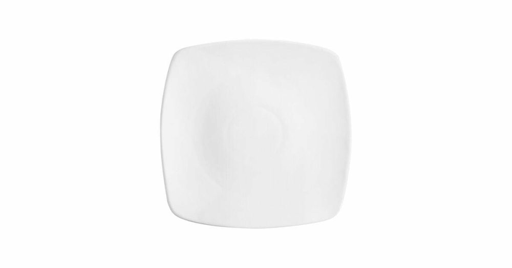 Porcelain Plates |  10 1/4" Bright White Square Porcelain Coupe Plate – 12/Case