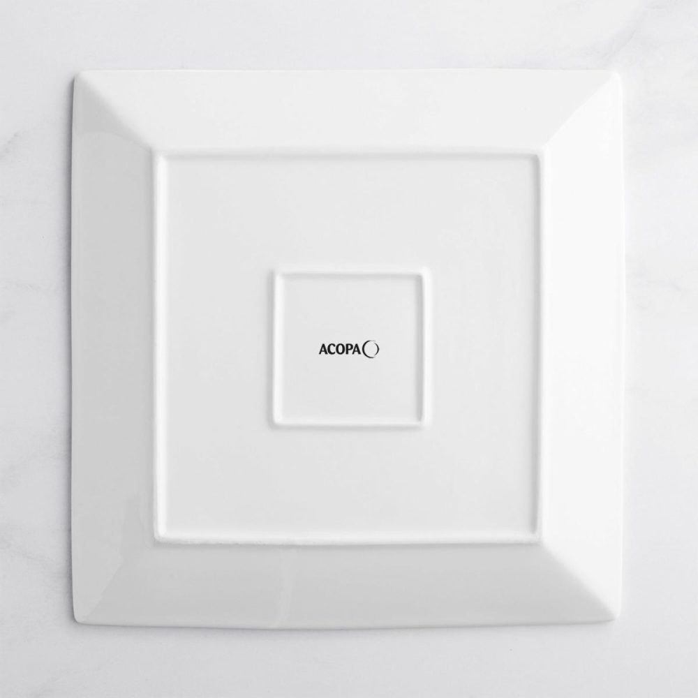 Porcelain Plates |  12" Bright White Square Porcelain Plate – 6/Case