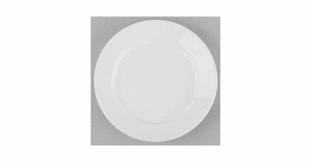 Porcelain Plates |  840-410R-23 Porcelana 6 1/4" Round Bright White Wide Rim Porcelain Plate – 36/Case