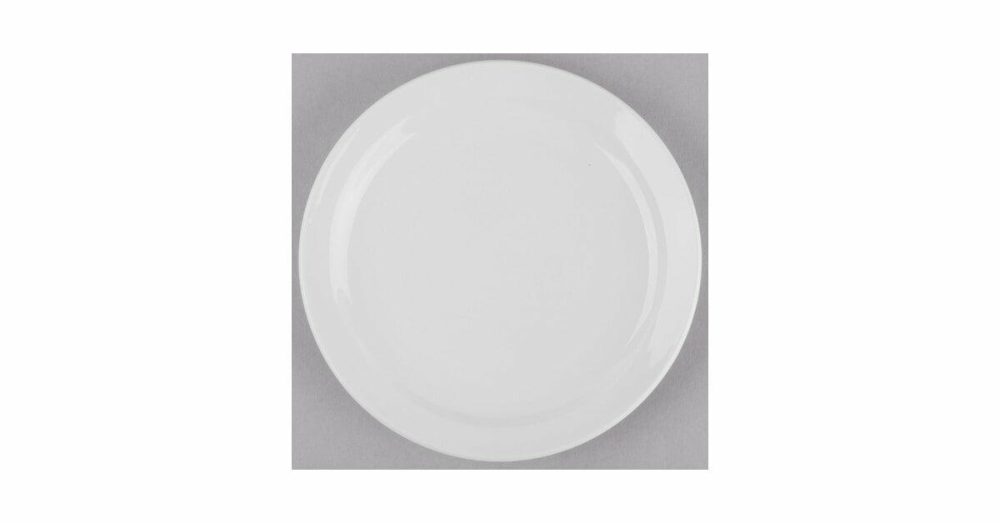 Porcelain Plates |  840-420N-12 Porcelana 7 1/4" Round Bright White Narrow Rim Porcelain Plate – 36/Case