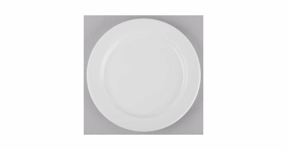 Porcelain Plates |  840-425R-25 Porcelana 9" Round Bright White Wide Rim Porcelain Plate – 24/Case