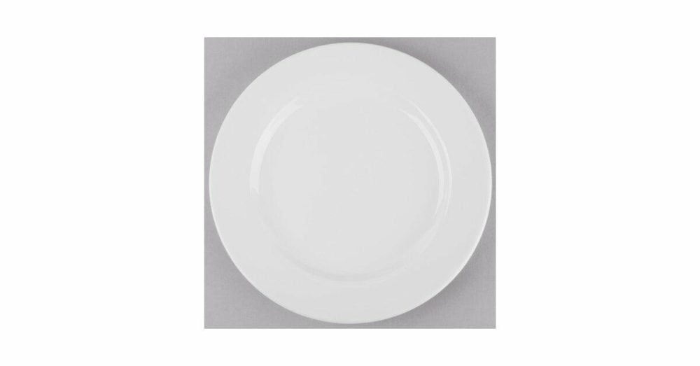 Porcelain Plates |  840-438R-10 Porcelana 10 1/2" Round Bright White Wide Rim Porcelain Plate – 12/Case