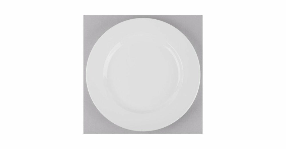 Porcelain Plates |  840-445R-12 Porcelana 12" Round Bright White Wide Rim Porcelain Plate – 12/Case