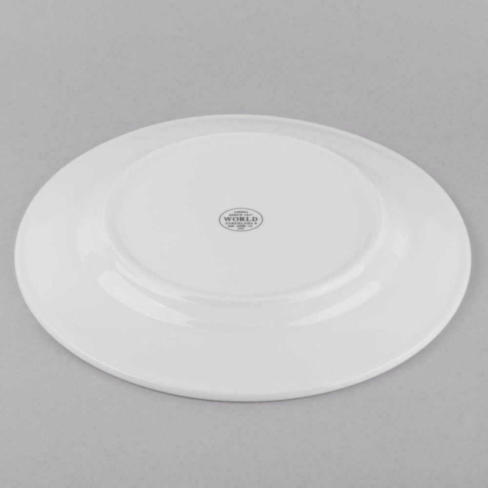 Porcelain Plates |  840-445R-12 Porcelana 12" Round Bright White Wide Rim Porcelain Plate – 12/Case