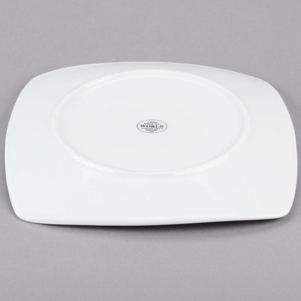 Porcelain Plates |  840-470S Porcelana 11" Bright White Square Porcelain Coupe Plate – 12/Case