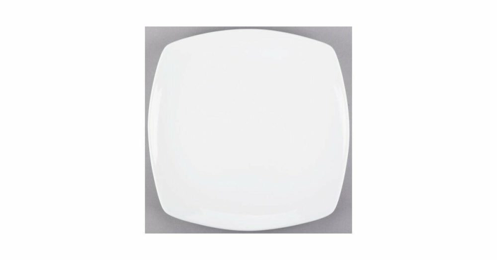 Porcelain Plates |  840-475S Porcelana 12" Bright White Square Porcelain Coupe Plate – 12/Case