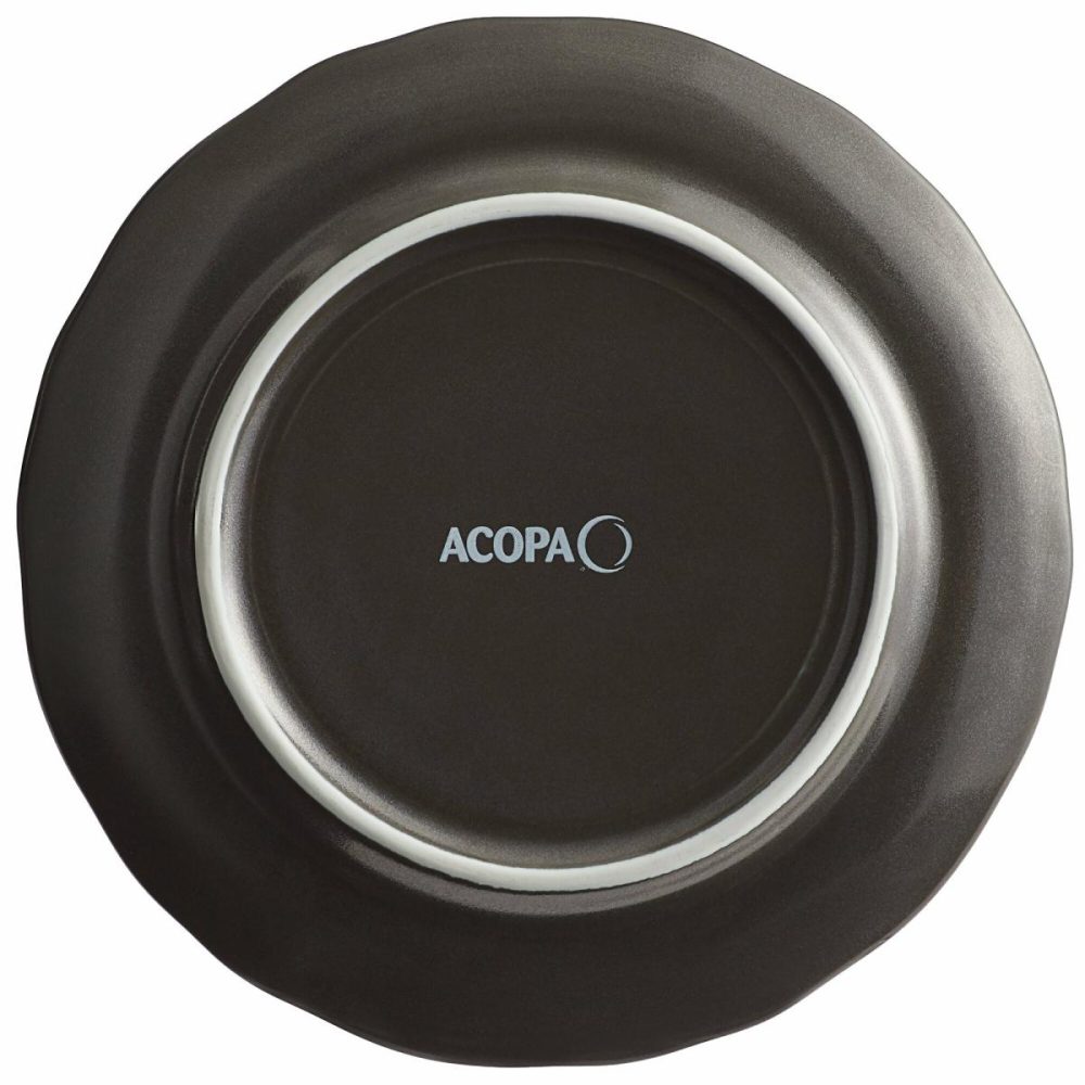 Porcelain Plates |  Condesa 6 1/2" Matte Finish Armor Gray Scalloped Wide Rim Porcelain Plate – 36/Case