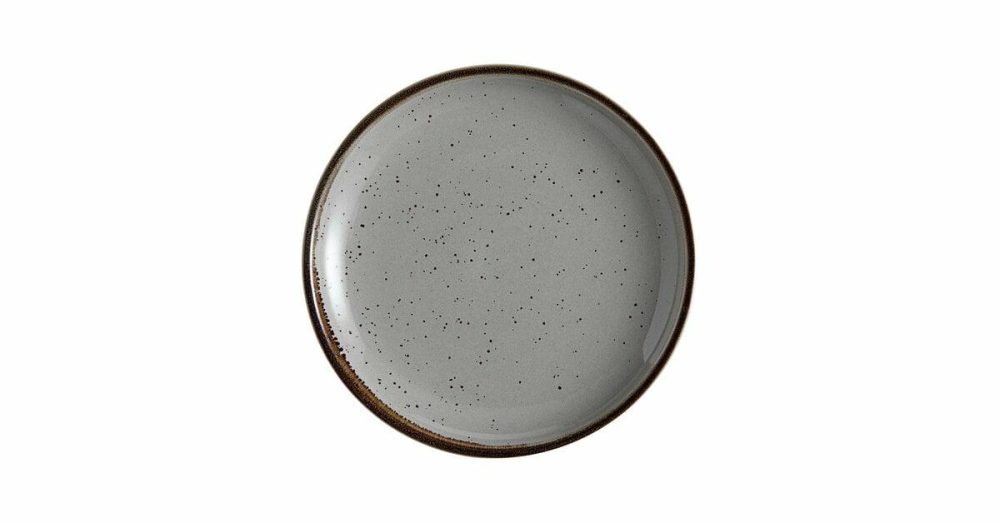 Porcelain Plates |  Condesa 6 1/2" Warm Gray Scalloped Wide Rim Porcelain Plate – 36/Case