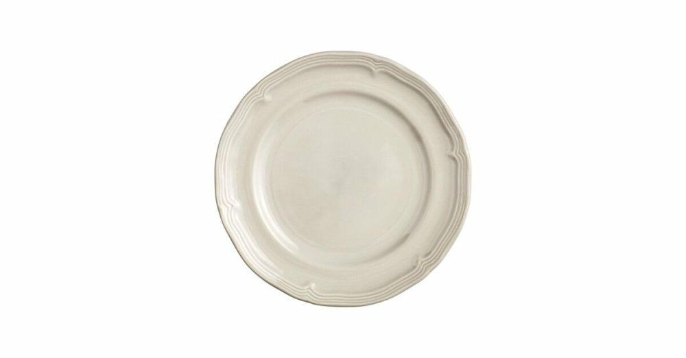 Porcelain Plates |  Condesa 8" Warm Gray Scalloped Wide Rim Porcelain Plate – 24/Case