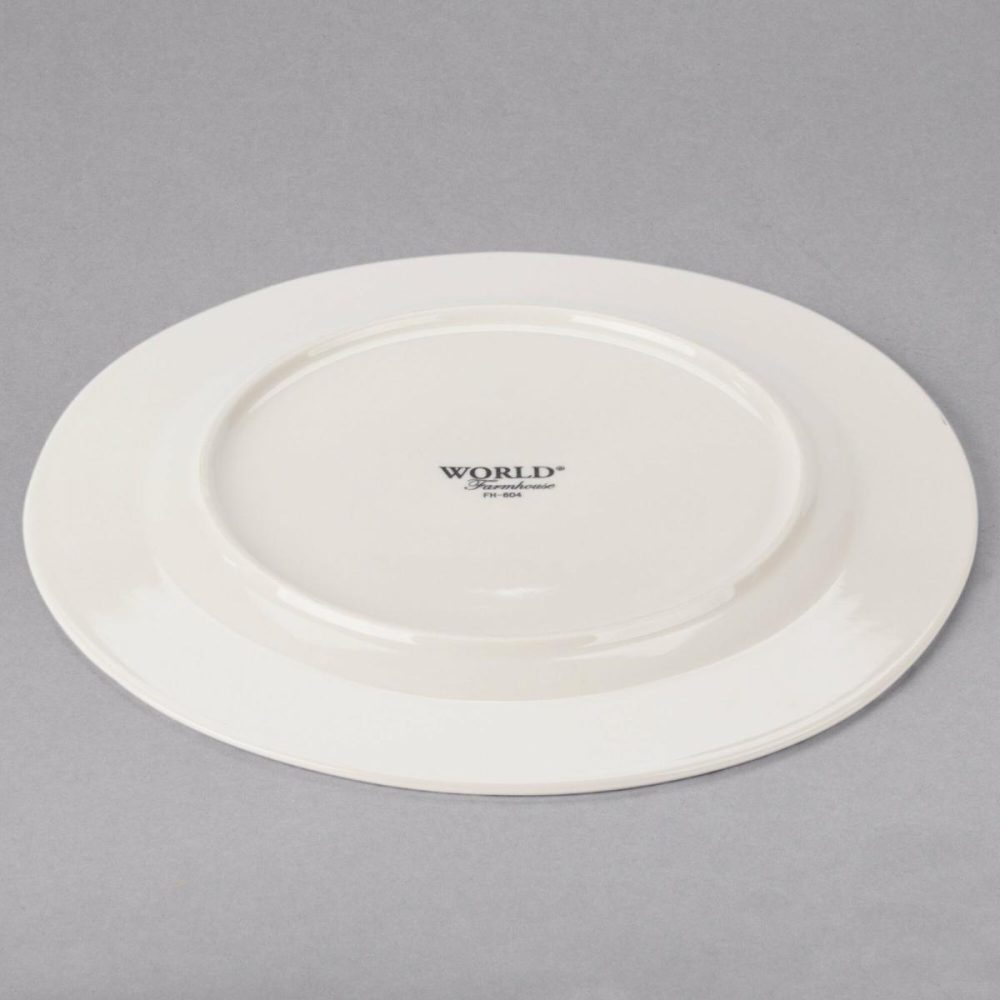 Porcelain Plates |  Fh-604 Farmhouse 12" Round Ivory (American White) Medium Rim Porcelain Plate – 12/Case