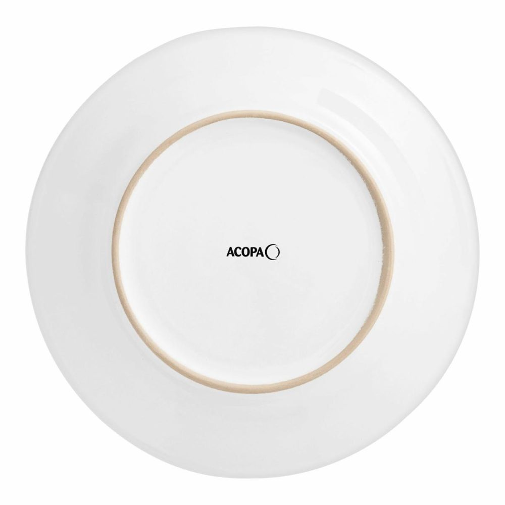 Porcelain Plates |  Liana 10 1/2" Bright White Embossed Lines Wide Rim Porcelain Plate – 12/Case