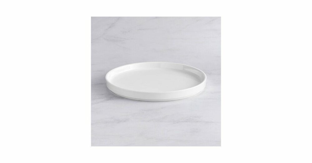 Porcelain Plates |  Lore 10 3/4" Bright White Raised Rim Porcelain Plate – 12/Case