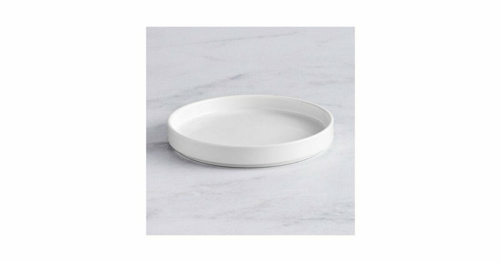 Porcelain Plates |  Lore 6 1/4" Bright White Raised Rim Porcelain Plate – 24/Case