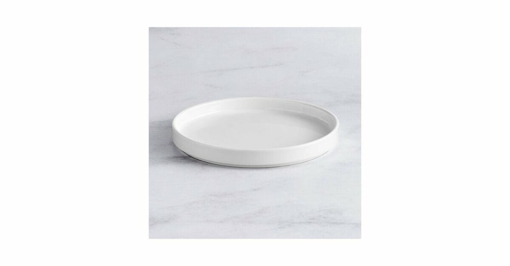 Porcelain Plates |  Lore 7 3/4" Bright White Raised Rim Porcelain Plate – 24/Case