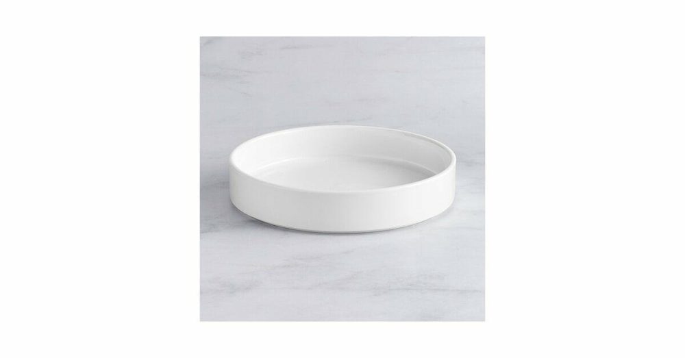 Porcelain Plates |  Lore 9 1/4" Bright White Raised Rim Porcelain Deep Plate – 12/Case