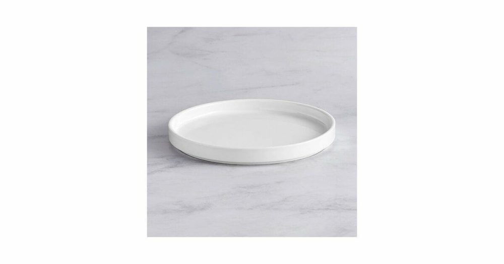 Porcelain Plates |  Lore 9 1/4" Bright White Raised Rim Porcelain Plate – 12/Case