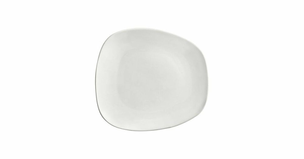 Porcelain Plates |  Nova 8 3/4" X 7 3/4" Cream White Asymmetric Plate – 6/Pack