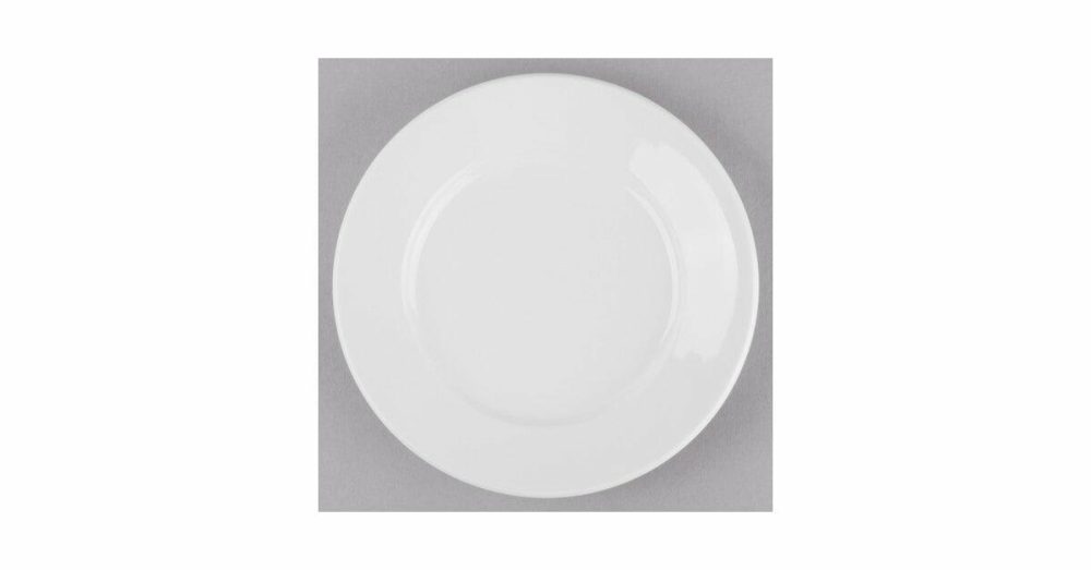 Porcelain Plates |  Porcelana 7 1/8" Round Bright White Wide Rim Porcelain Plate – 36/Case