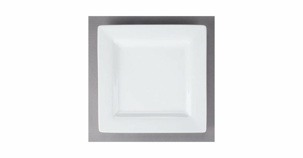 Porcelain Plates |  Sl-10 Slate 10 5/8" Ultra Bright White Wide Rim Square Porcelain Plate – 12/Case