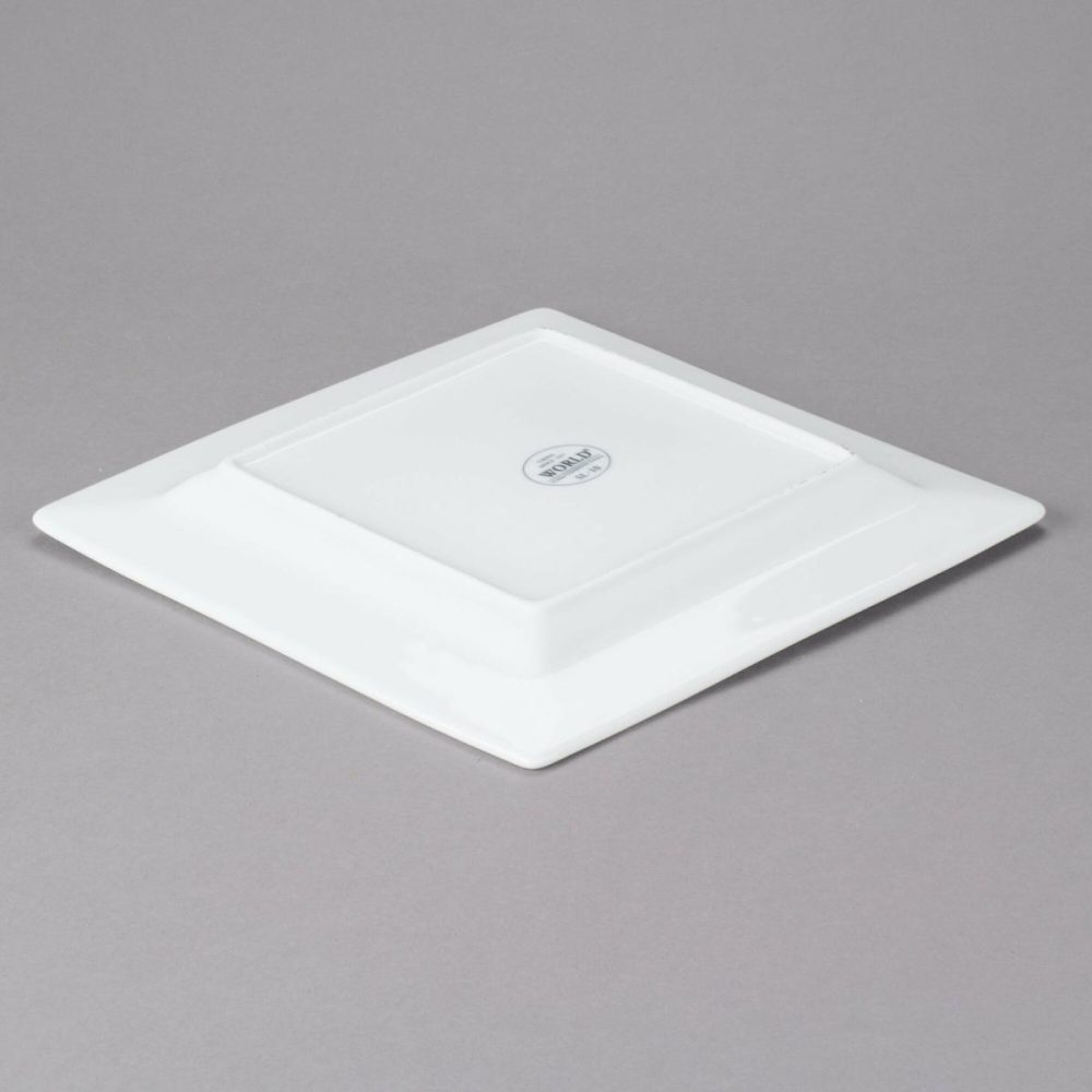 Porcelain Plates |  Sl-10 Slate 10 5/8" Ultra Bright White Wide Rim Square Porcelain Plate – 12/Case