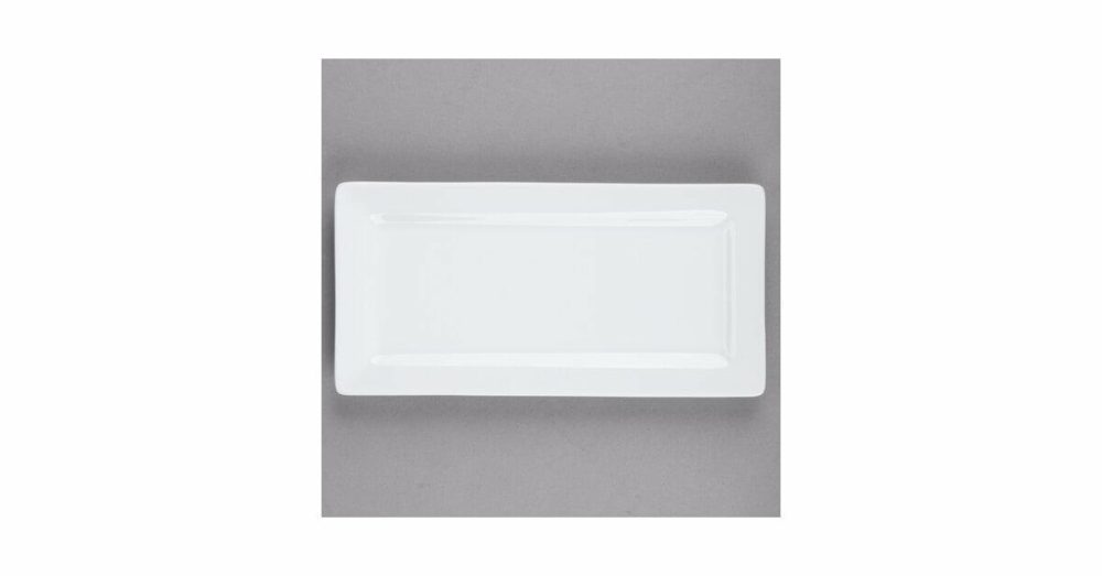 Porcelain Plates |  Sl-23 Slate 12" X 6" Ultra Bright White Wide Rim Rectangular Porcelain Plate – 12/Case