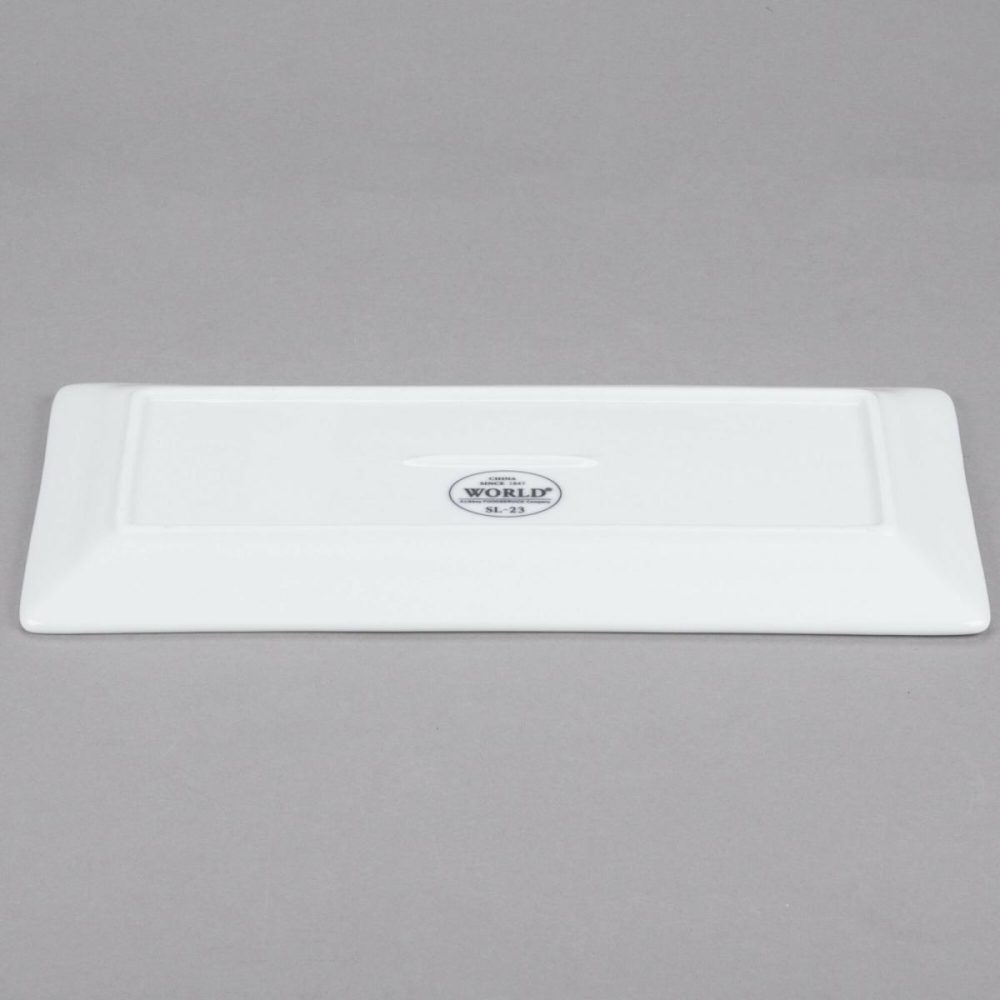 Porcelain Plates |  Sl-23 Slate 12" X 6" Ultra Bright White Wide Rim Rectangular Porcelain Plate – 12/Case