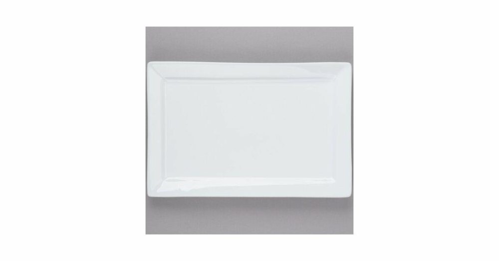 Porcelain Plates |  Sl-26 Slate 12" X 8" Ultra Bright White Wide Rim Rectangular Porcelain Plate – 12/Case