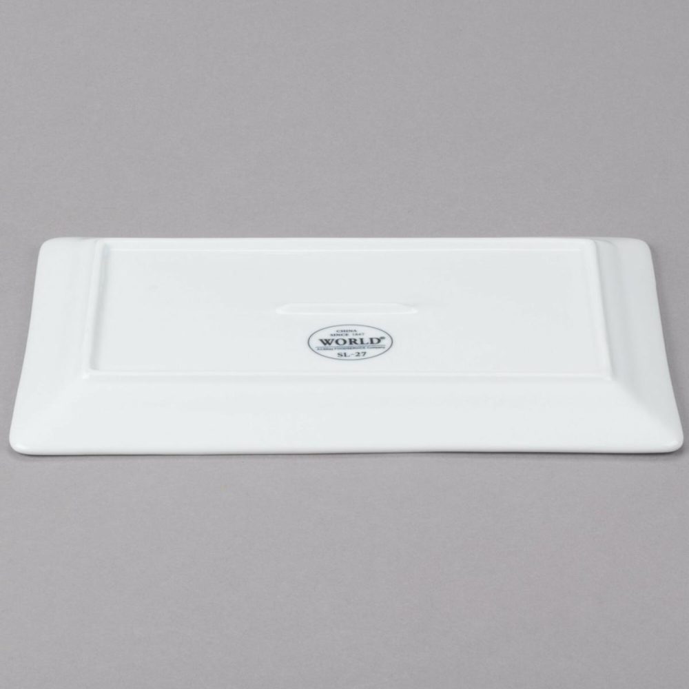 Porcelain Plates |  Sl-27 Slate 11" X 7" Ultra Bright White Wide Rim Rectangular Porcelain Plate – 12/Case