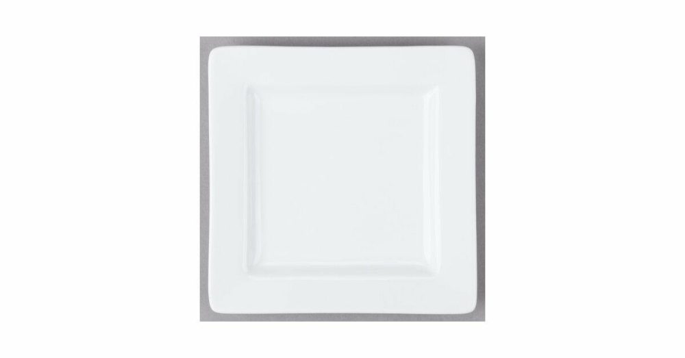 Porcelain Plates |  Sl-6 Slate 6 1/4" Ultra Bright White Wide Rim Square Porcelain Plate – 36/Case