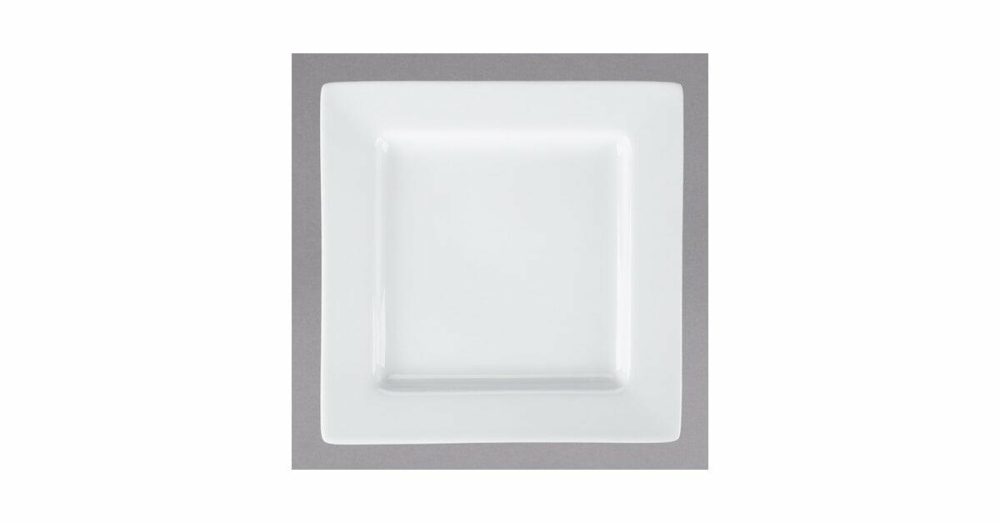 Porcelain Plates |  Sl-7 Slate 7 1/4" Ultra Bright White Wide Rim Square Porcelain Plate – 24/Case