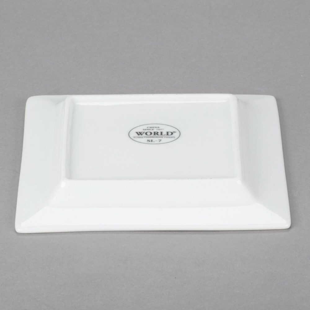 Porcelain Plates |  Sl-7 Slate 7 1/4" Ultra Bright White Wide Rim Square Porcelain Plate – 24/Case