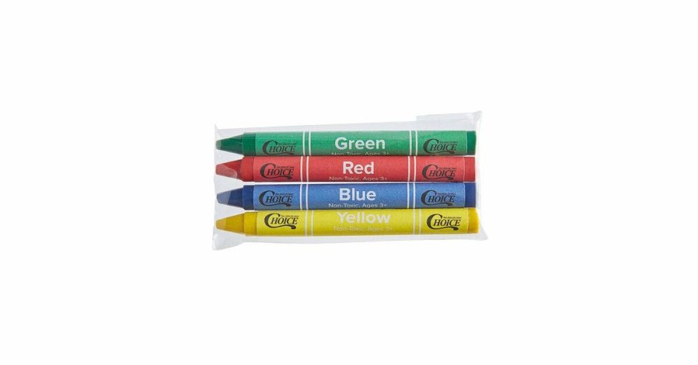 Restaurant Crayons |  4 Pack Triangular Kids" Restaurant Crayons In Cello Wrap – 100/Pack