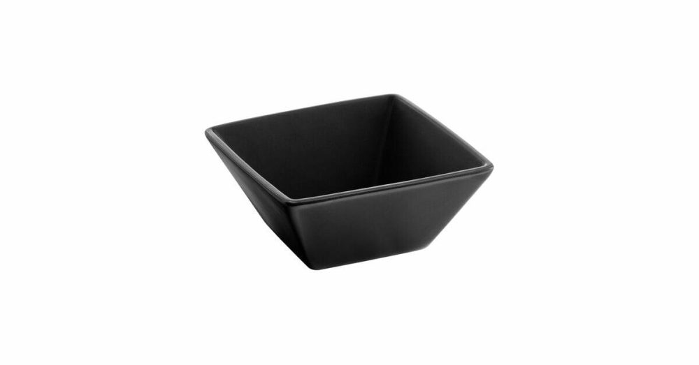 Stoneware Bowls |  18 Oz. Glossy Black Square Stoneware Bowl – 24/Case