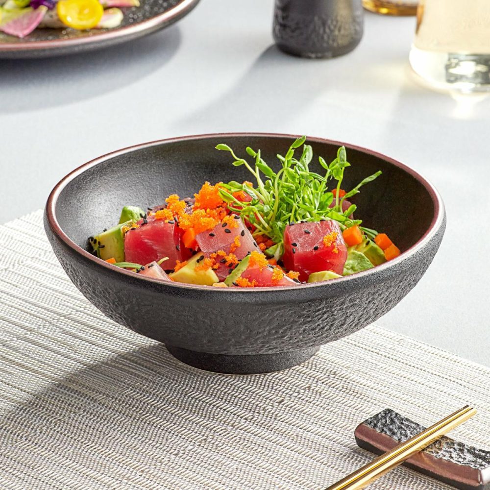 Stoneware Bowls |  Heika 35 Oz. Black Matte Textured Stoneware Bowl – 12/Case