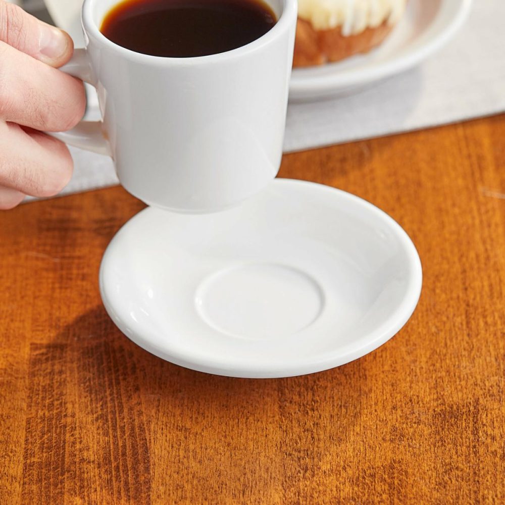 Stoneware Plates |  6" Bright White Rolled Edge Stoneware Saucer – 36/Case