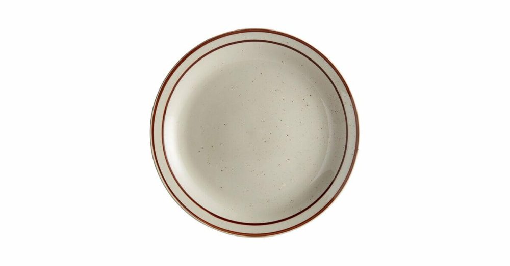 Stoneware Plates |  9 1/2" Brown Speckle Narrow Rim Stoneware Plate – 24/Case