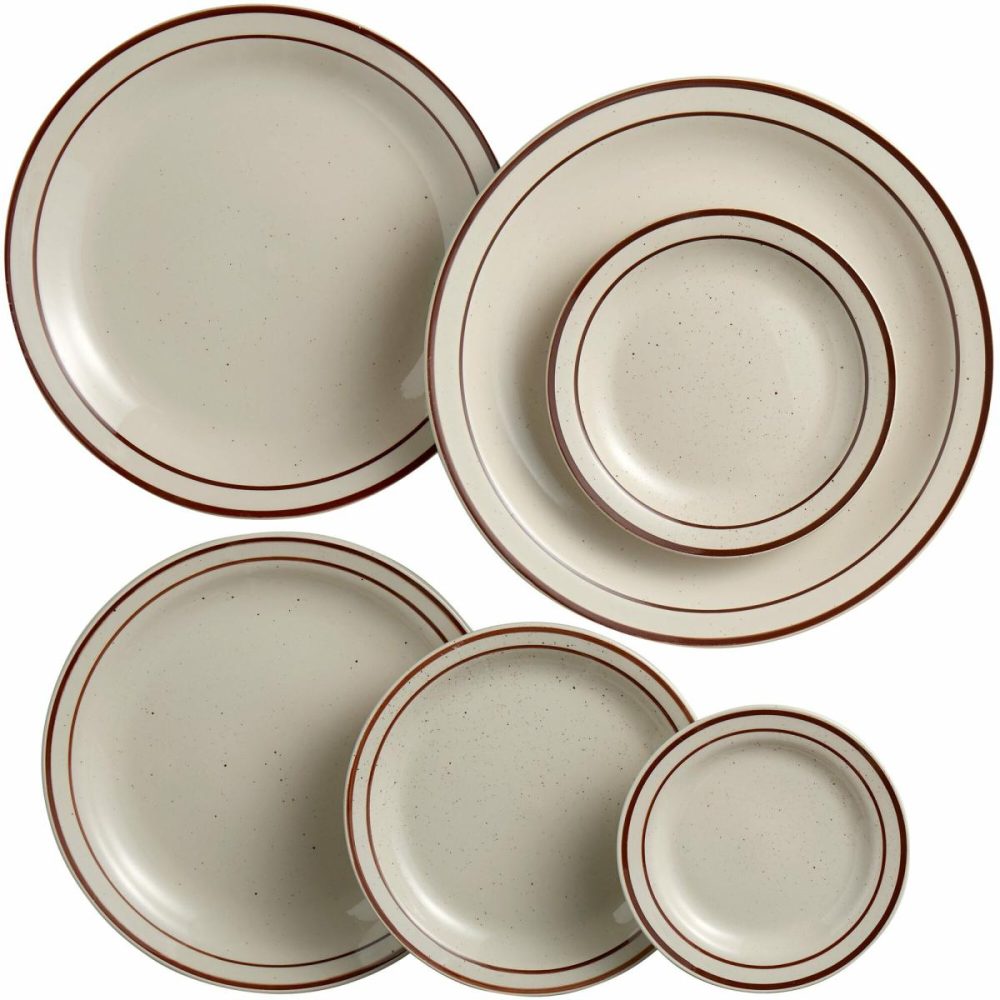 Stoneware Plates |  9 1/2" Brown Speckle Narrow Rim Stoneware Plate – 24/Case